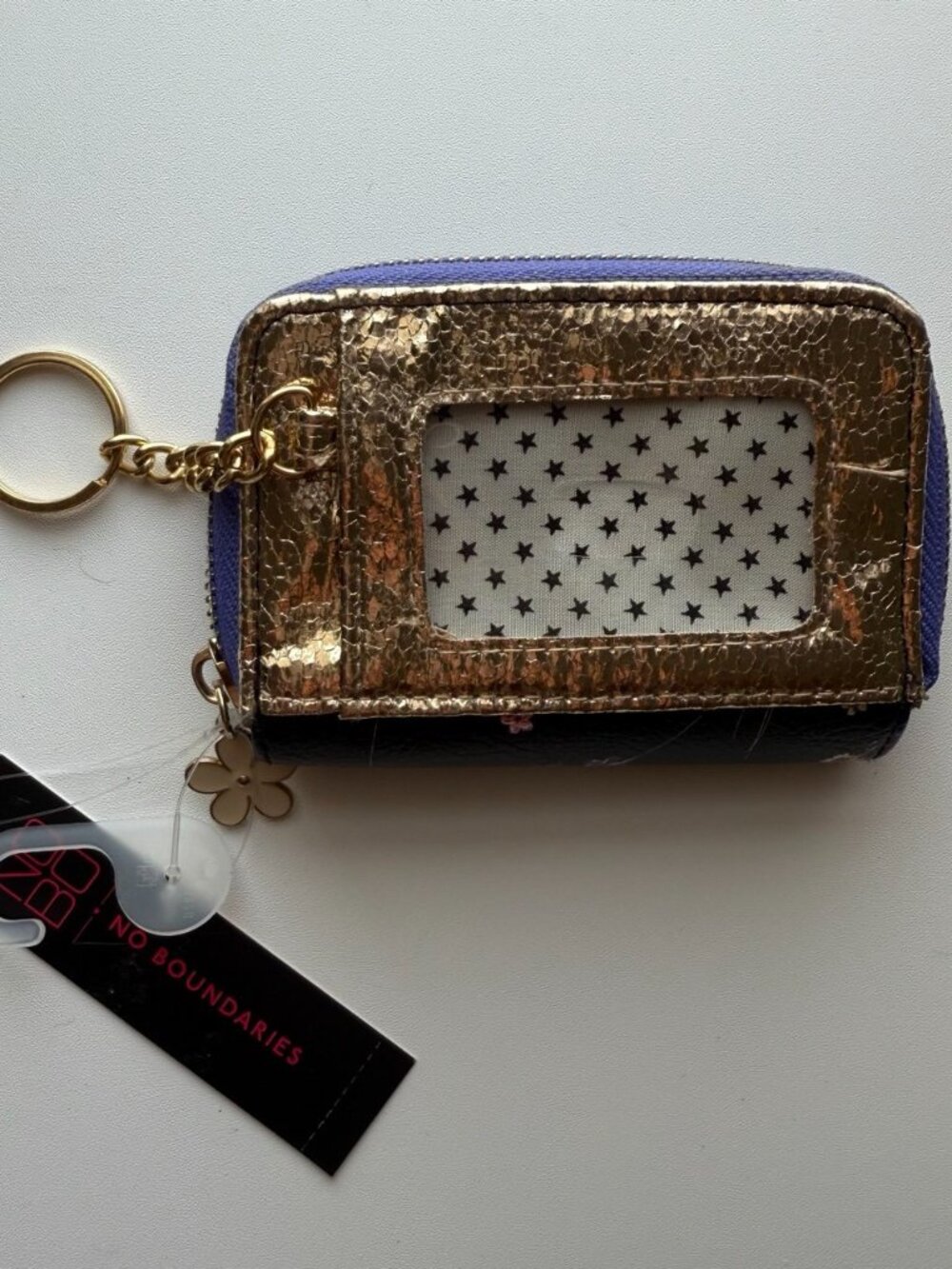 No Boundaries Floral Wallet Keychain NWT Card Holder Coin Purse Zip Around - Picture 6 of 6